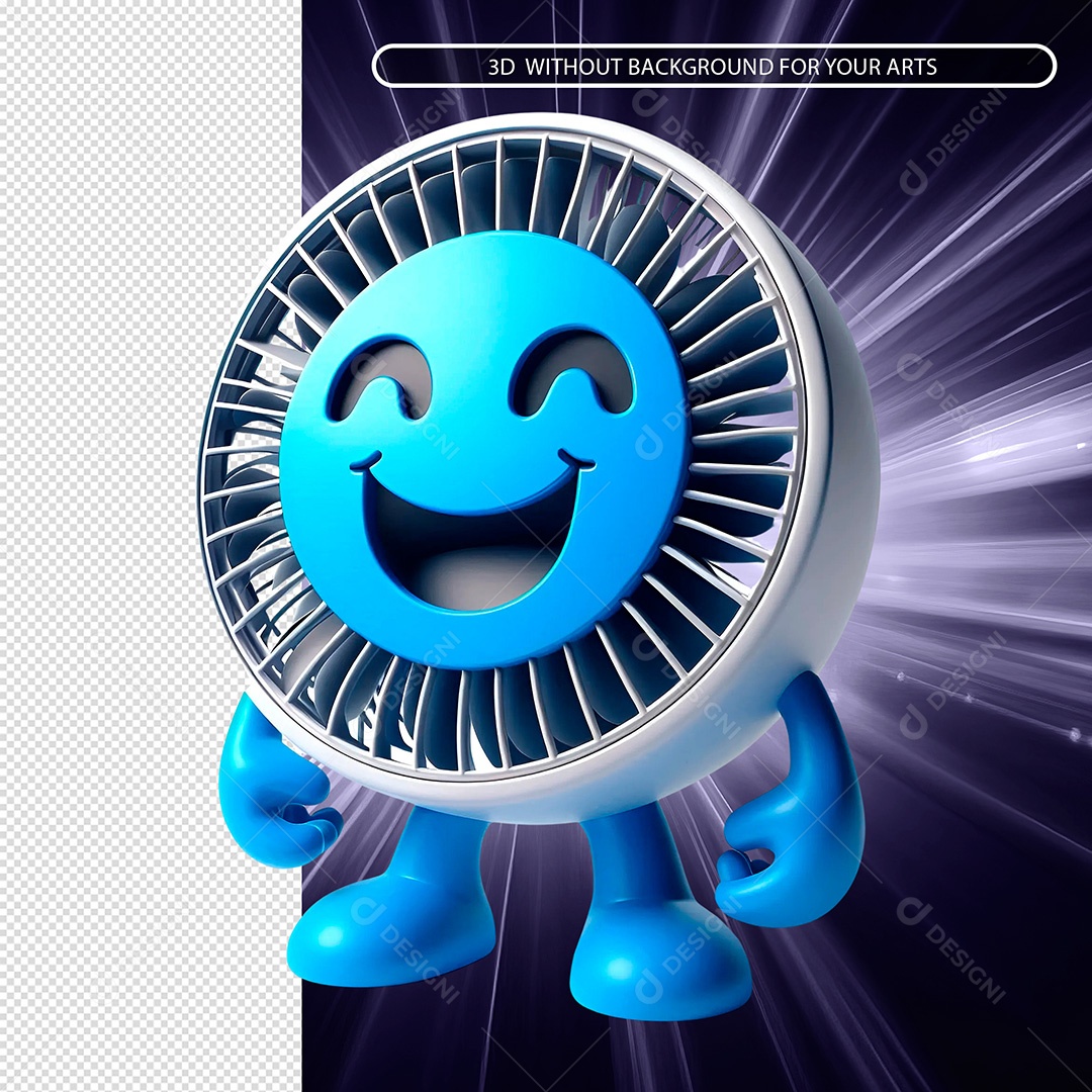 Ventilador Com Cara de Emoji Elemento 3D para Composição PSD