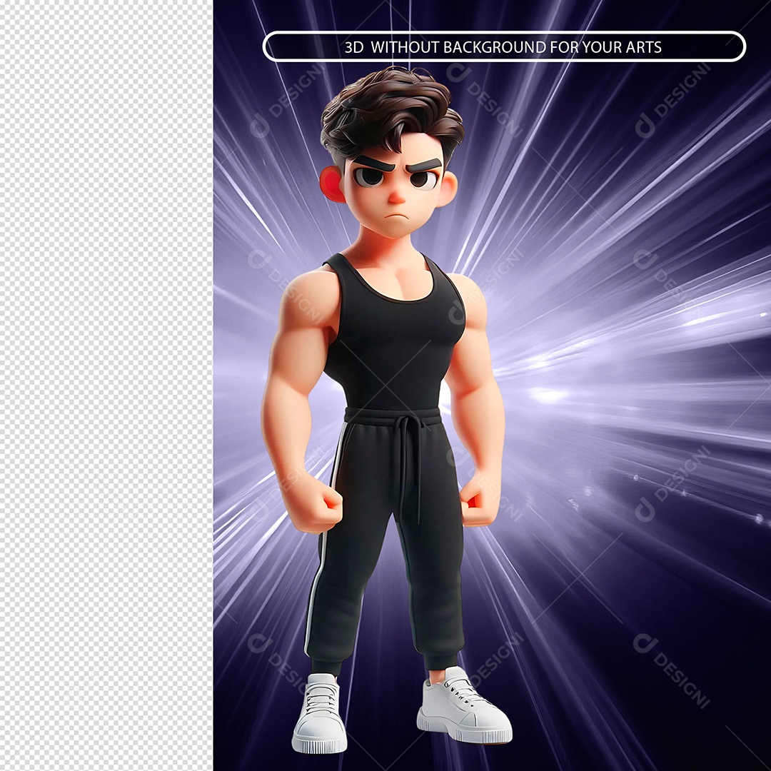 Personagem Homem Forte Serío Elemento 3D Para Composição PSD