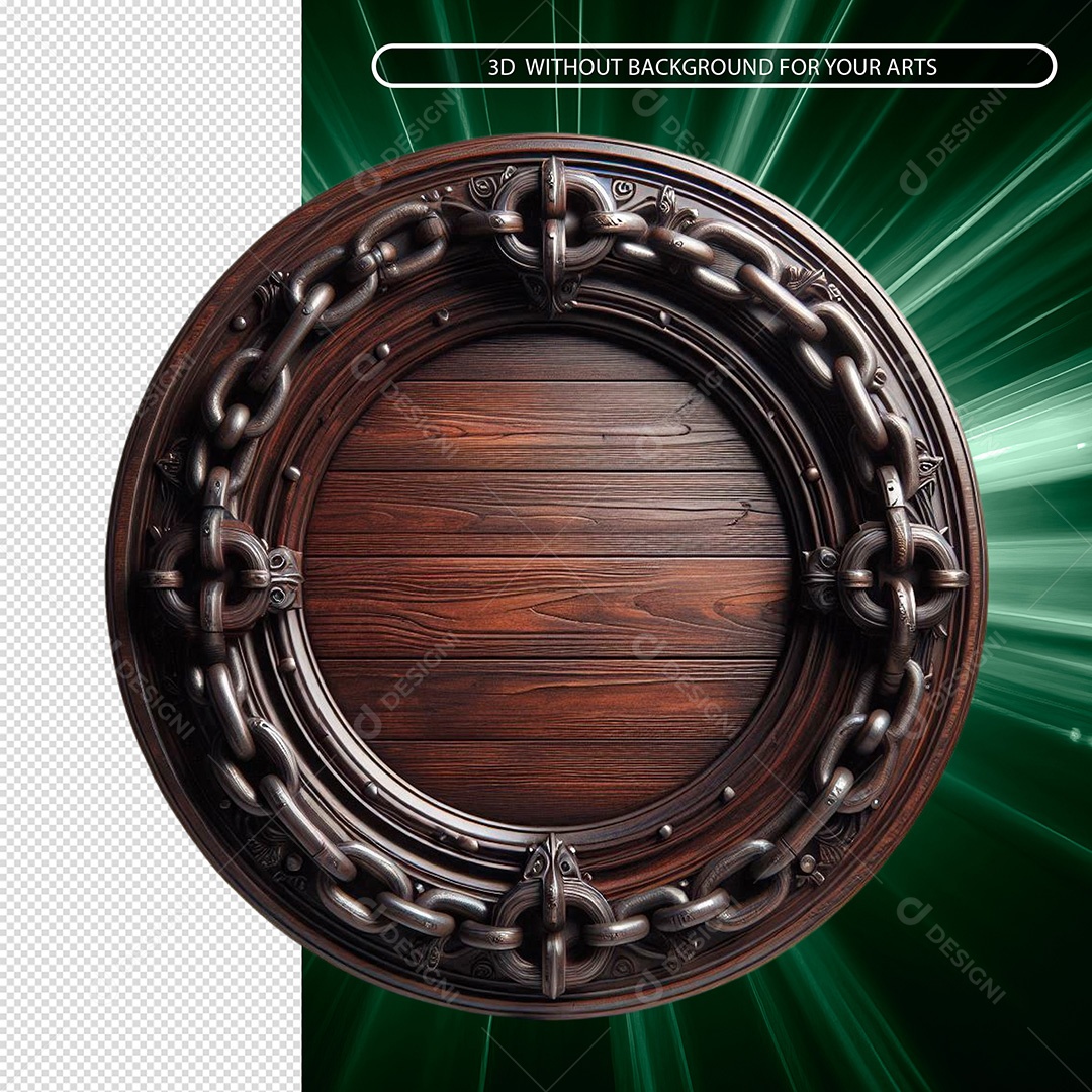 3D Element Circular Frame Wood For PSD Composition