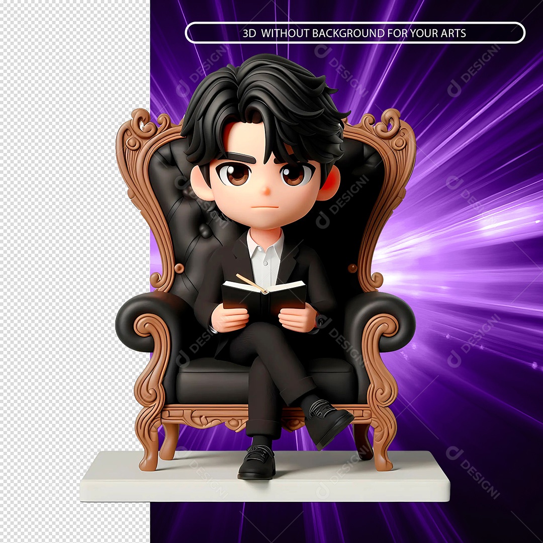 Personagem Sentado em Poltrona Elemento 3D Composição PSD