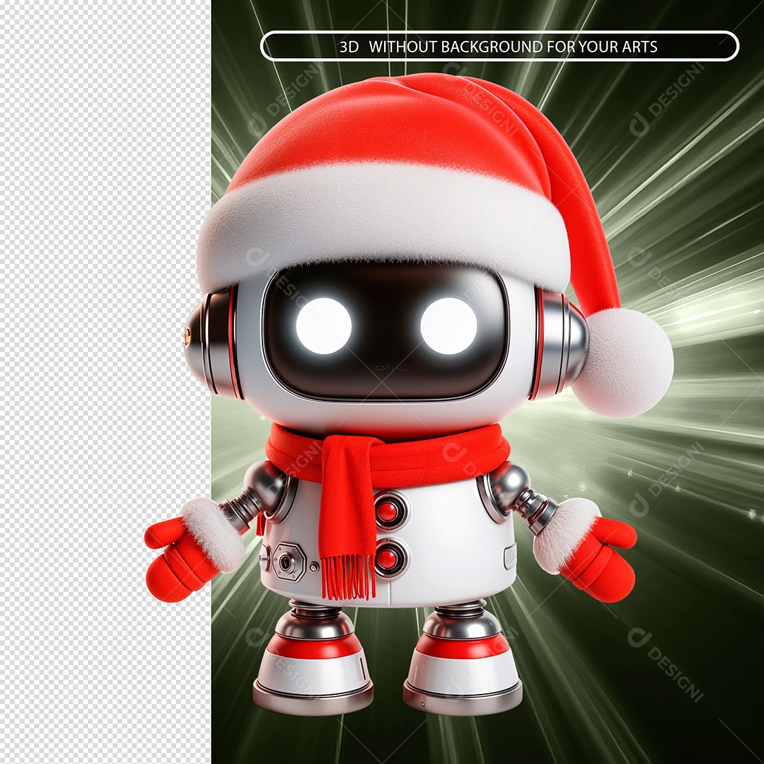 Robô com Gorro Elemento 3D Para Composição PSD