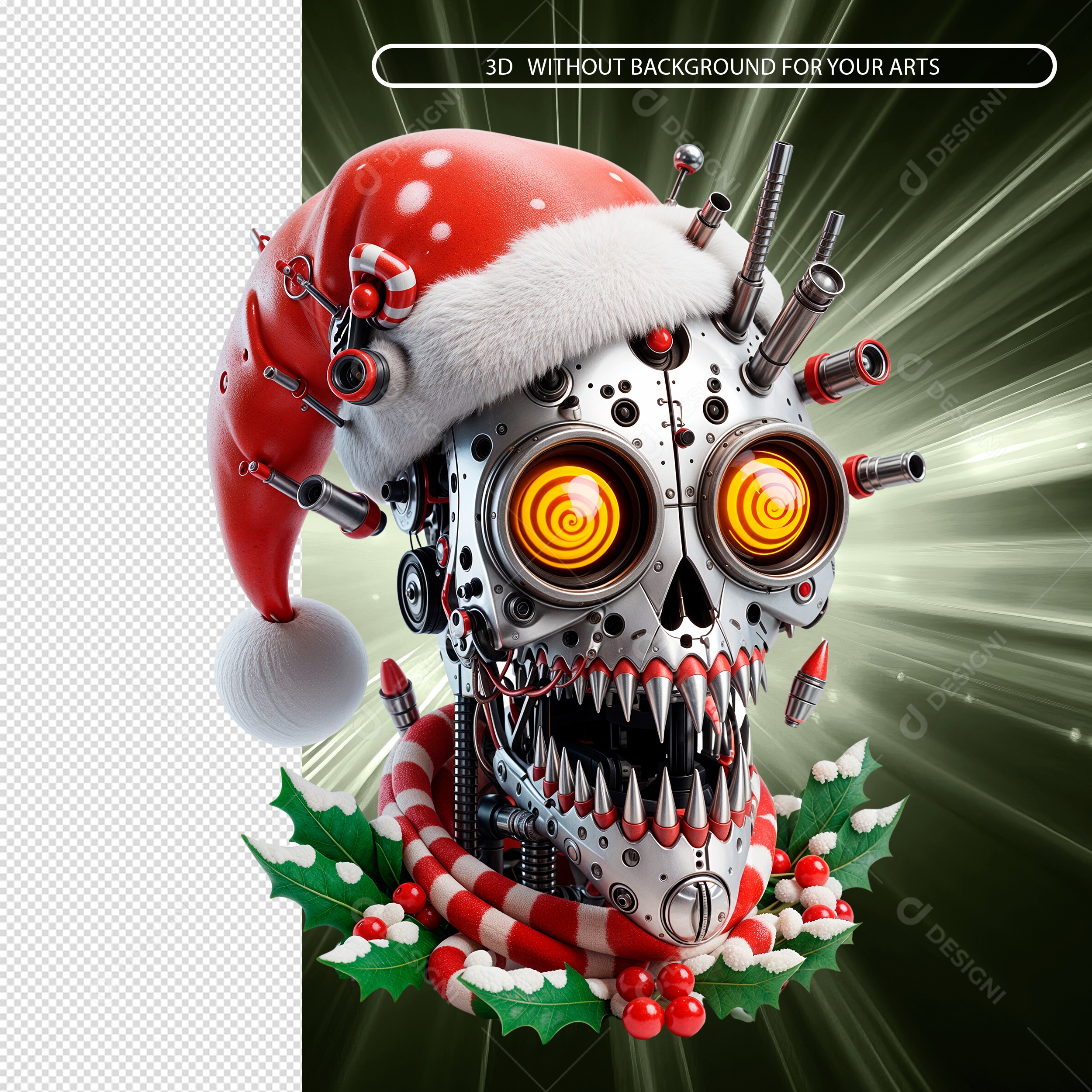 Cabeça de Robô Elemento 3D Para Composição PSD