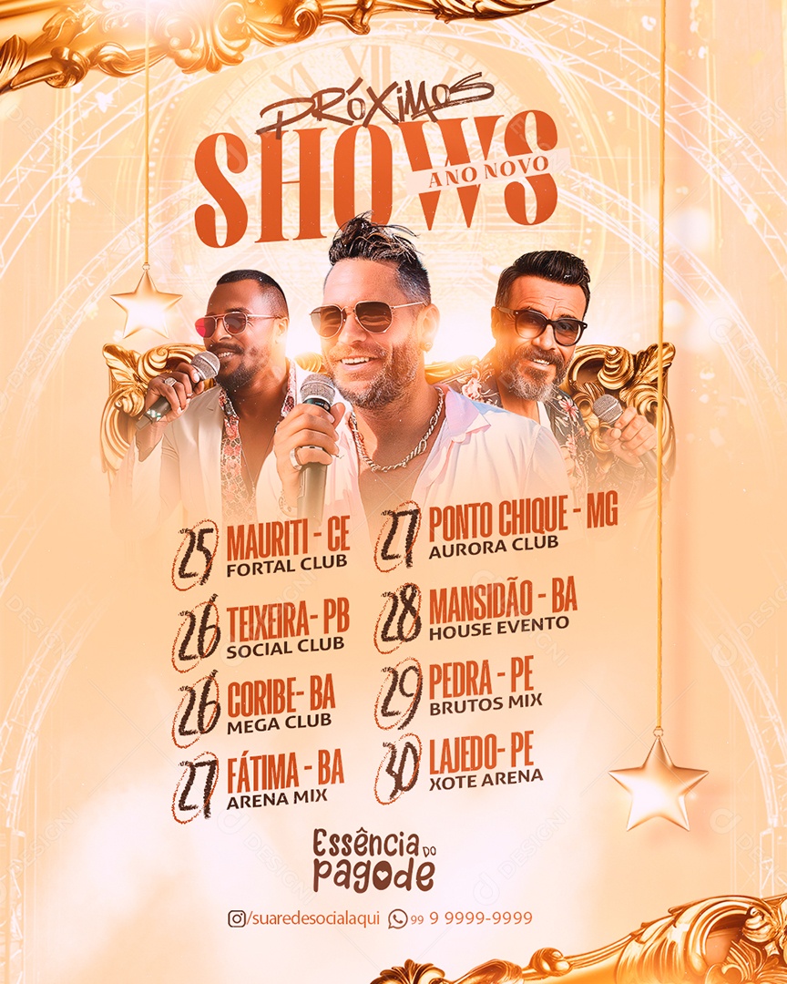 Flyer Próximos Shows Ano Novo Essência Do Pagode Social Media PSD Editável