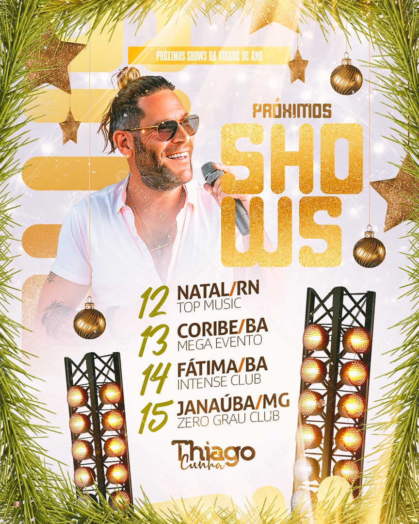 Flyer Ano Novo Próximos Shwos Thiago Cunha Social Media PSD Editável