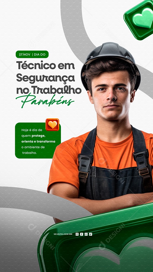Story Dia do Técnico em Segurança no Trabalho 27 de Novembro Social Media PSD Editável