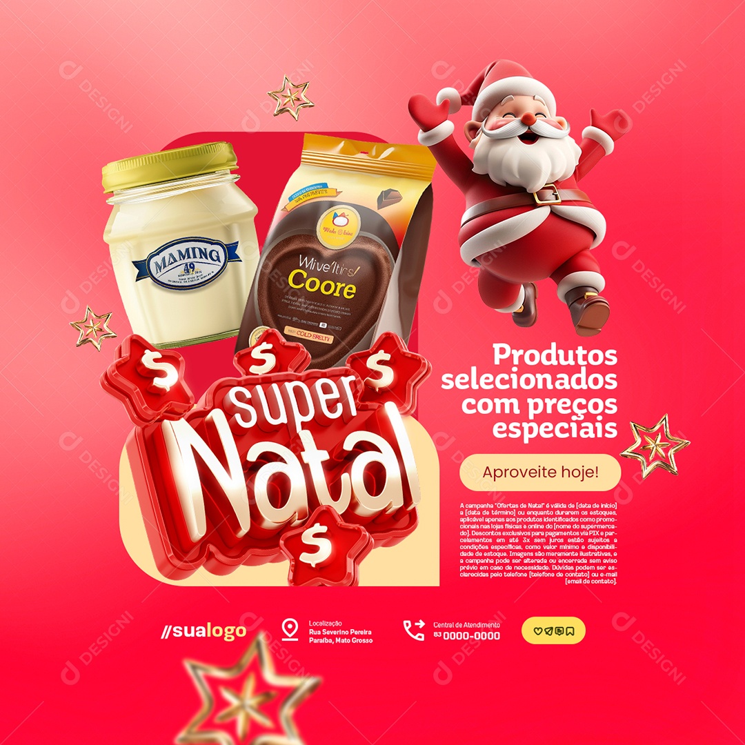 Super Natal Supermercado Produtos Selecionados Social Media PSD Editável
