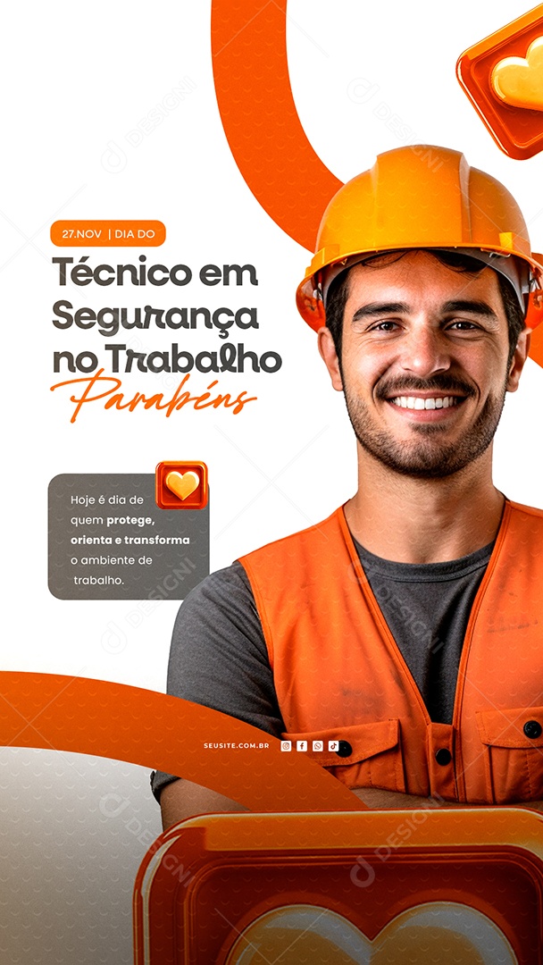Story Day of Work Safety Technician 27 November Social Media PSD Editable