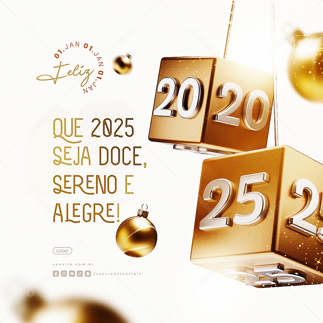 Happy 2025 New Year January 01 Social Media PSD Editable