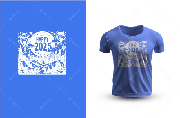 Modelo de Estampa Feliz 2025 Ilustração AI