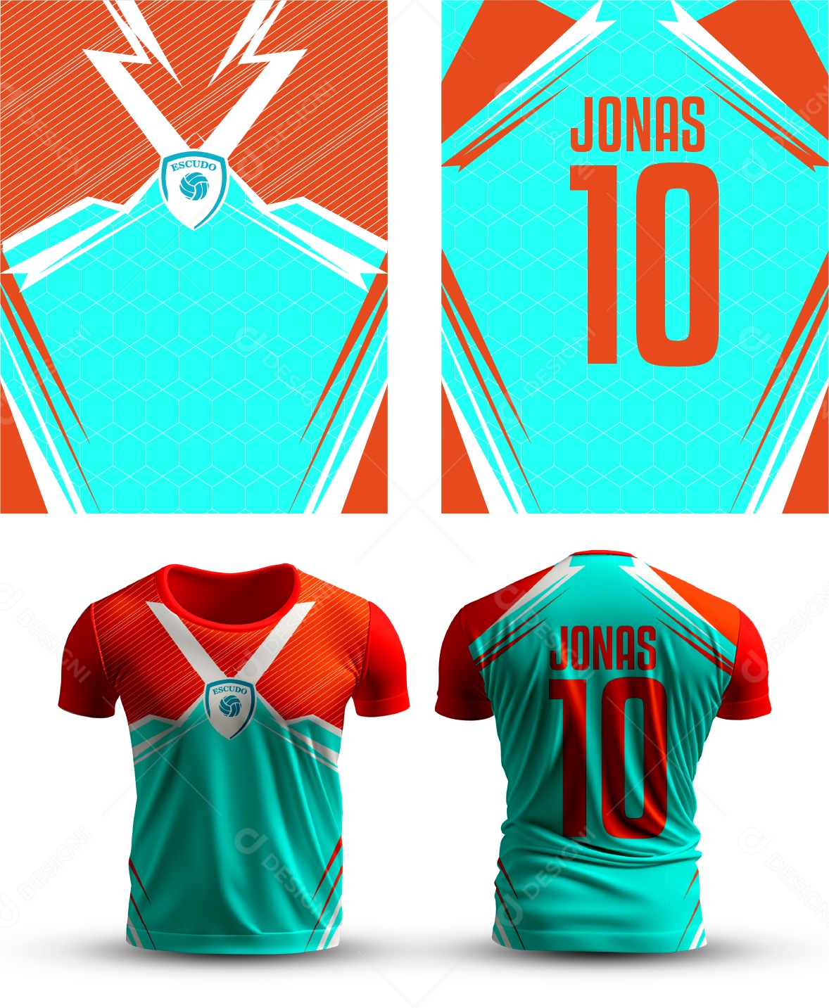 Modelo de Camisa de Futebol Ilustração AI Editável