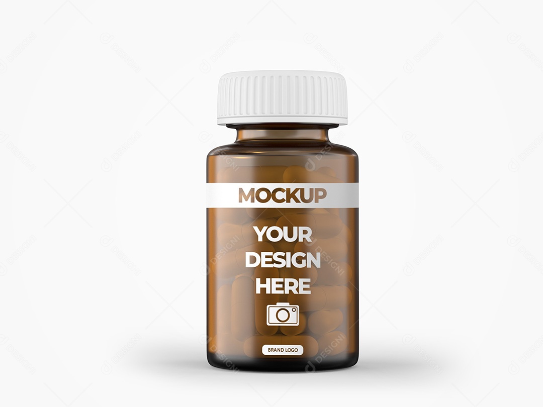 Frasco com Remédio Mockup PSD Editável