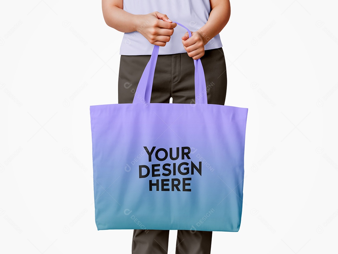 Mulher Segurando Bolsa Mockup PSD Editável