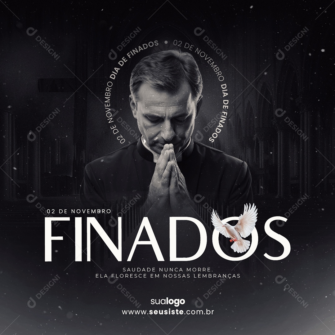 Social Media Dia de Finados 02 de Novembro Saudade Nunca Morre PSD Editável