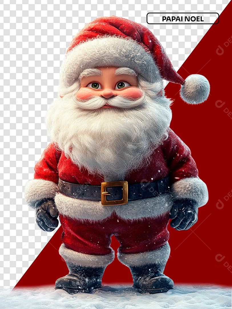 Papai Noel Com Saco de Presente Personagem 3D para Composição PSD