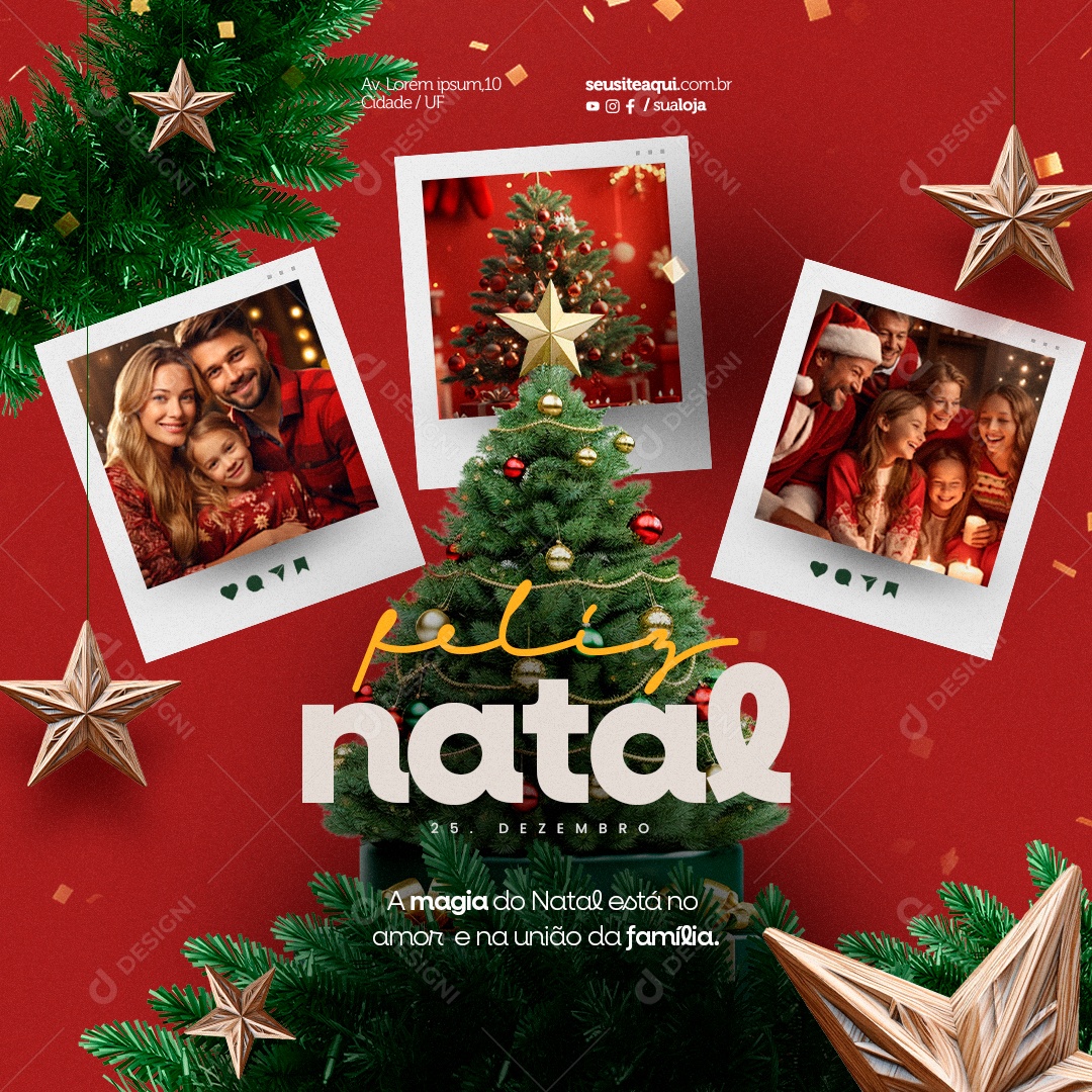 Feliz Natal 25 de Dezembro Temprada de Natal Social Media PSD Editável