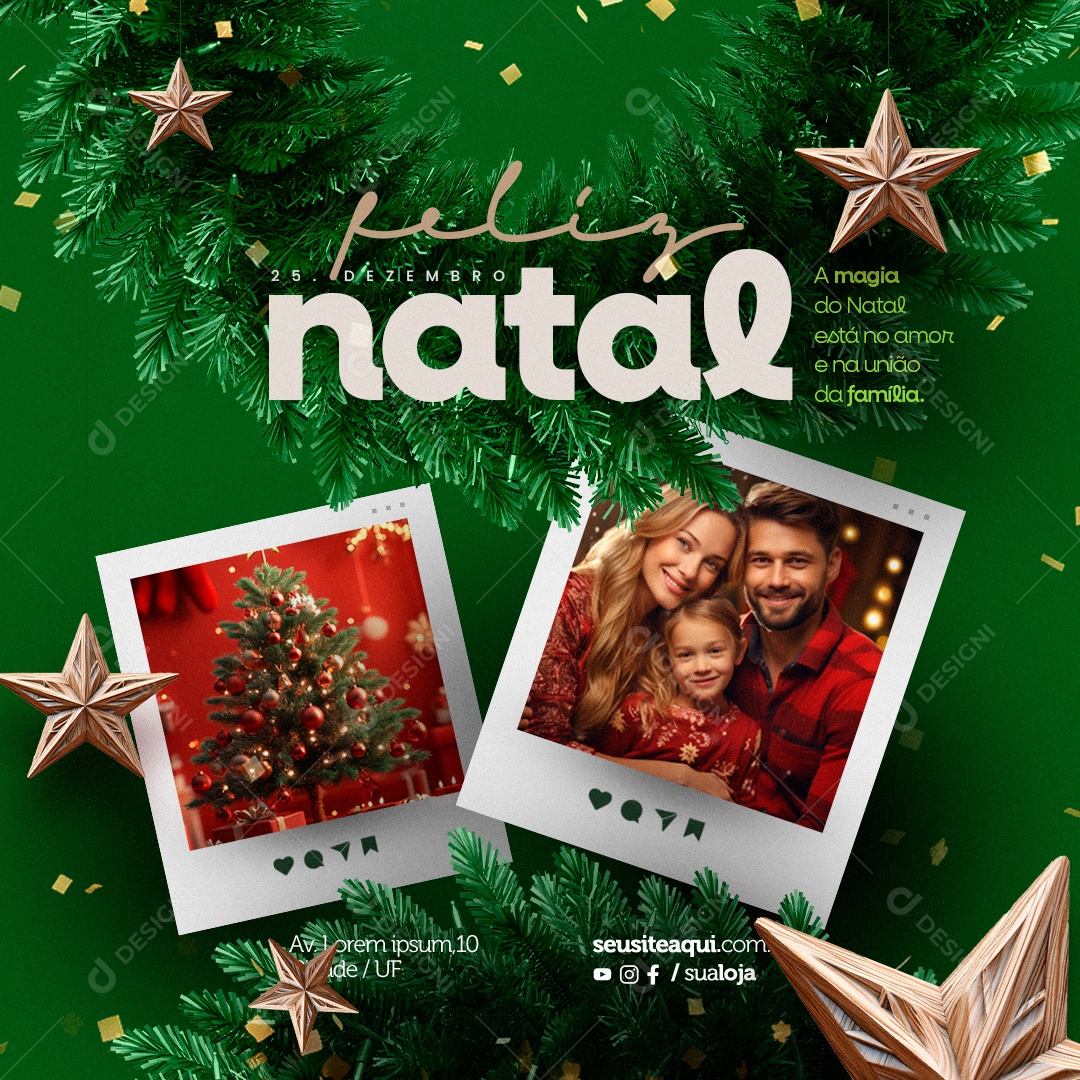 Feliz Natal 25 de Dezembro Temprada de Natal Social Media PSD Editável