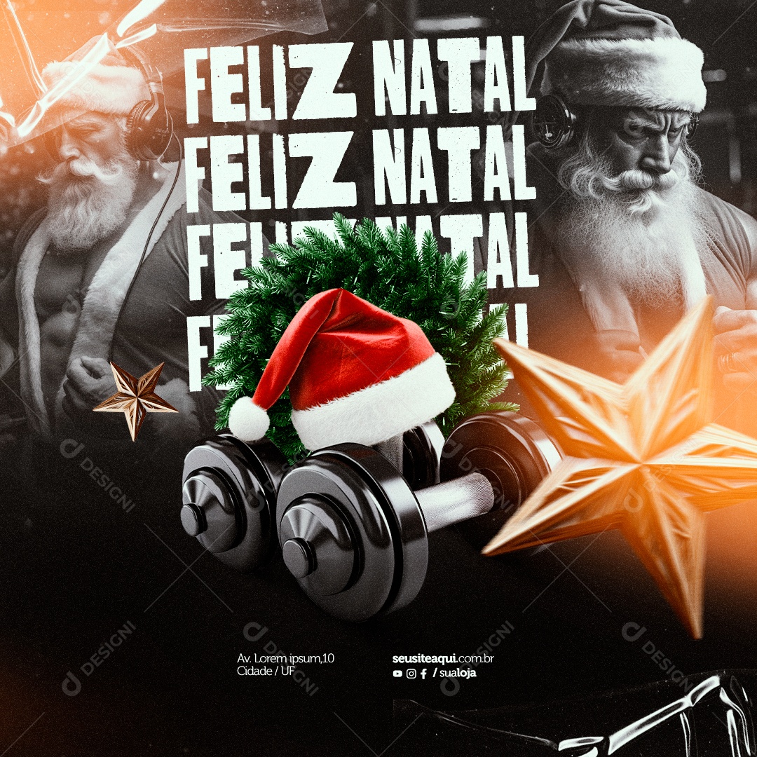 Academia Feliz Natal Social Media PSD Editável