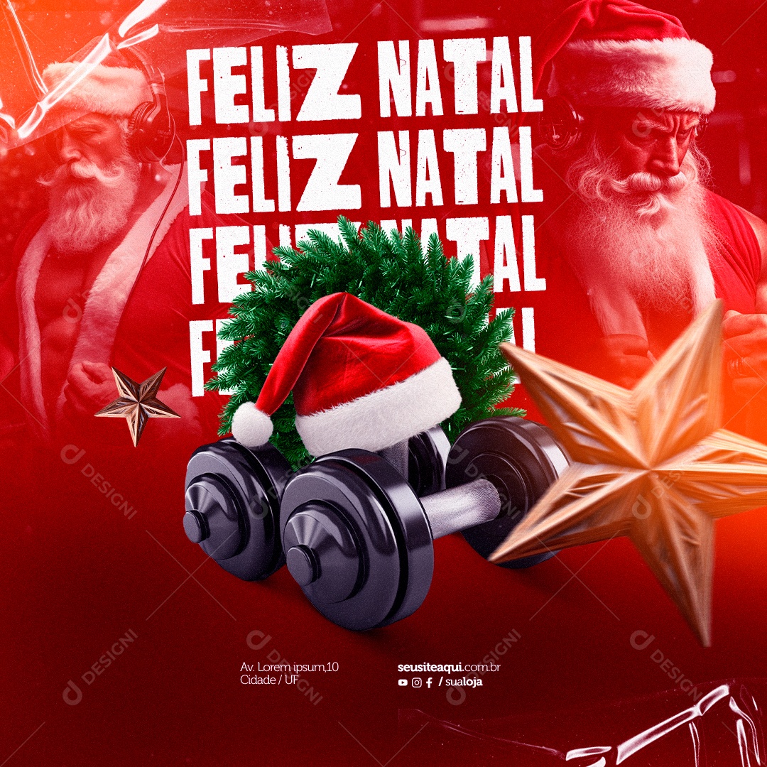 Academia Feliz Natal Social Media PSD Editável