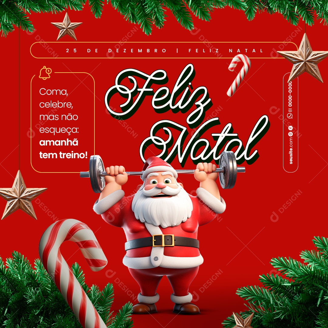 Academia Feliz Natal Social Media PSD Editável