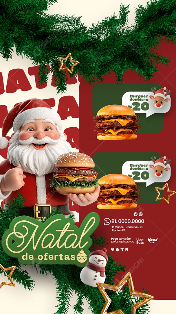 Story Hamburgueria Natal de Ofertas Social Media PSD Editável