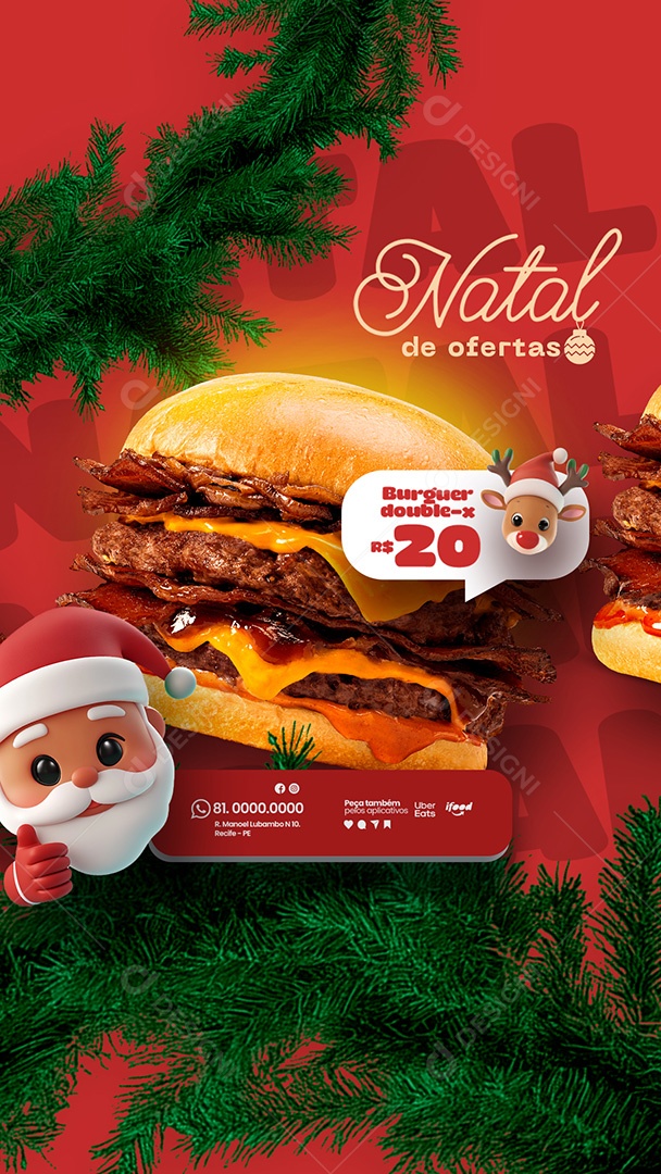Story Hamburgueria Natal de Ofertas Social Media PSD Editável