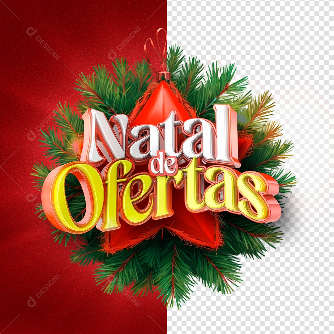 Selo 3D Natal de Ofertas para Composição PSD