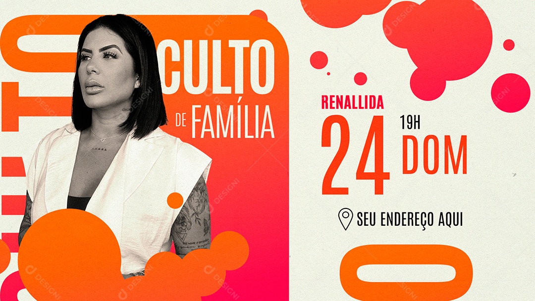 Banner Gospel Culto Família Social Media PSD Editável