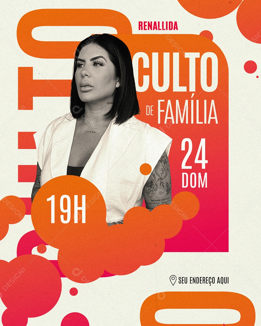 Flyer Gospel Culto Família Social Media PSD Editável