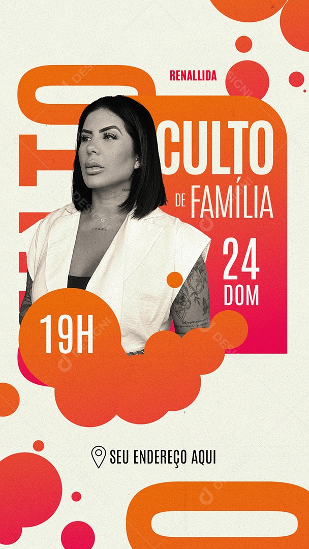 Flyer Gospel Culto Família Social Media PSD Editável