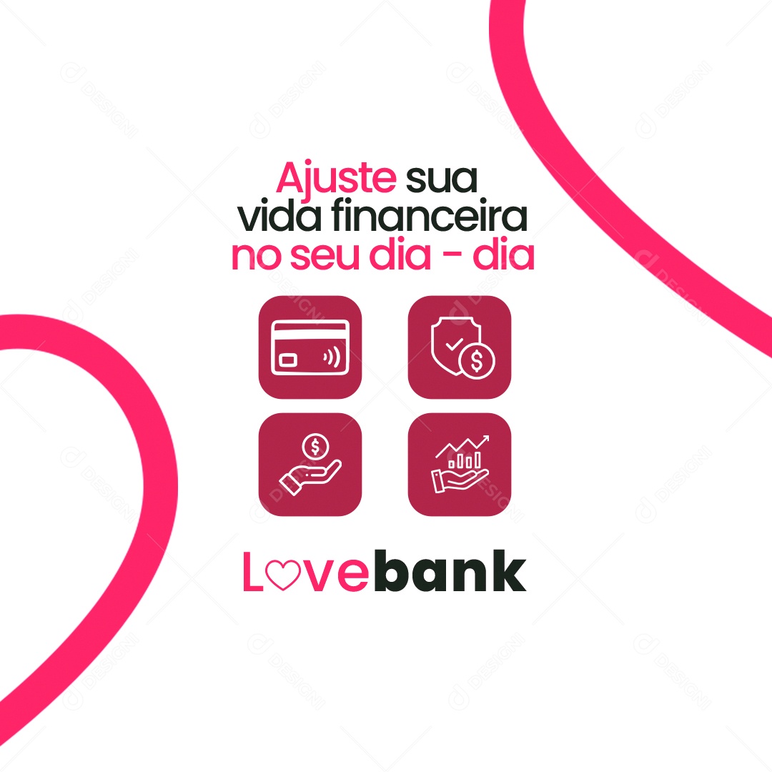 Banco digital Ajuste Sua Vida Financeira Social Media PSD Editável