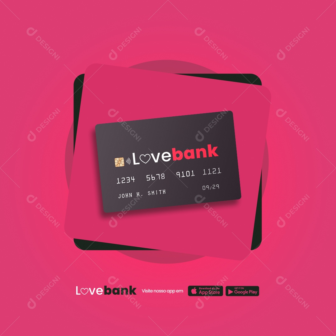 Banco digital Cartão Love Bank Social Media PSD Editável