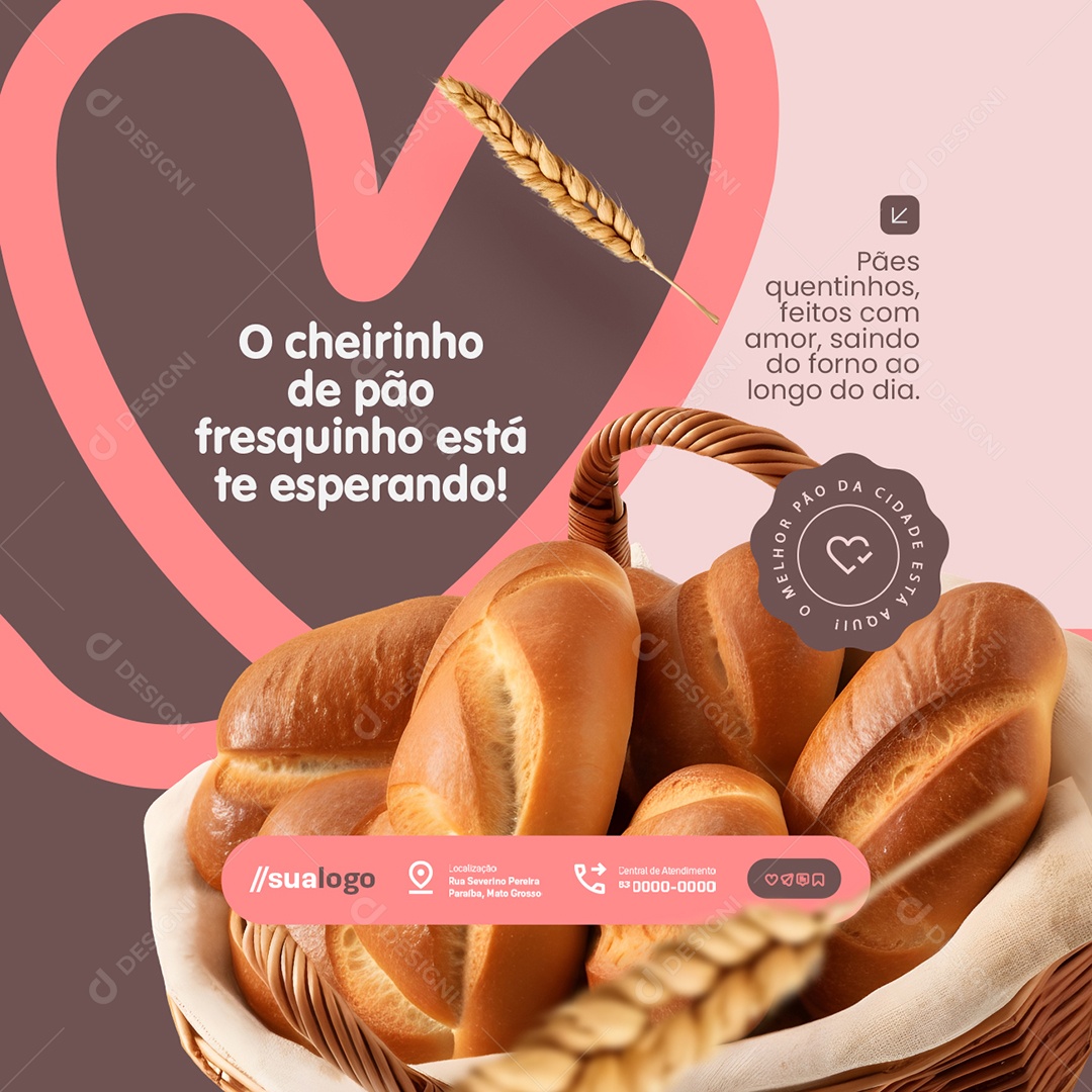 Padaria O Cheirinho do Pão Fresquinho Social Media PSD Editável
