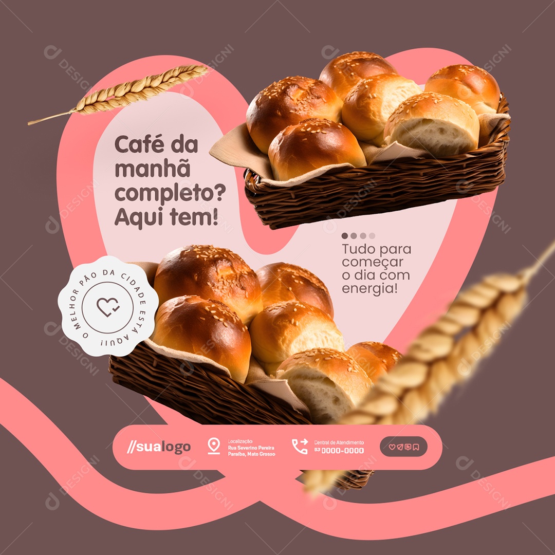 Padaria Café da Manhã Completo Social Media PSD Editável