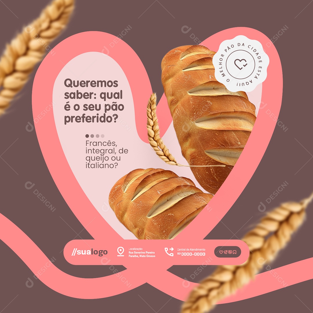 Padaria Queremos Saber Social Media PSD Editável