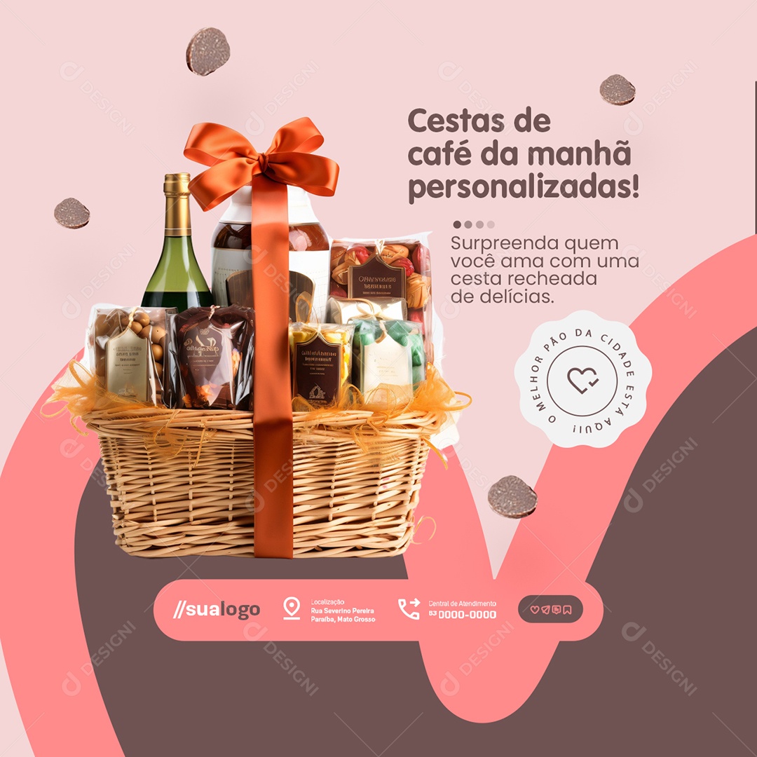 Padaria Cesta de Cadé da Manhã Social Media PSD Editável