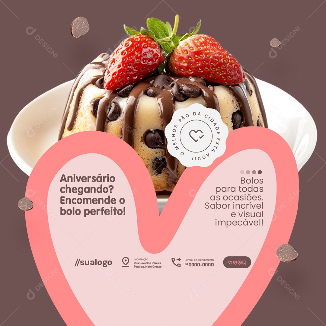 Padaria Aniversário Chegando Social Media PSD Editável