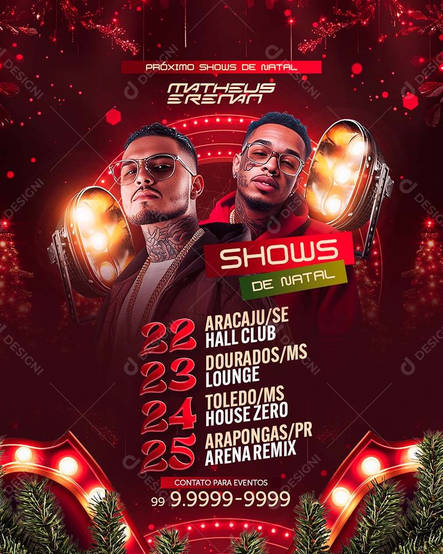 Flyer Shows de Natal Matheus e Renan Social Media PSD Editável