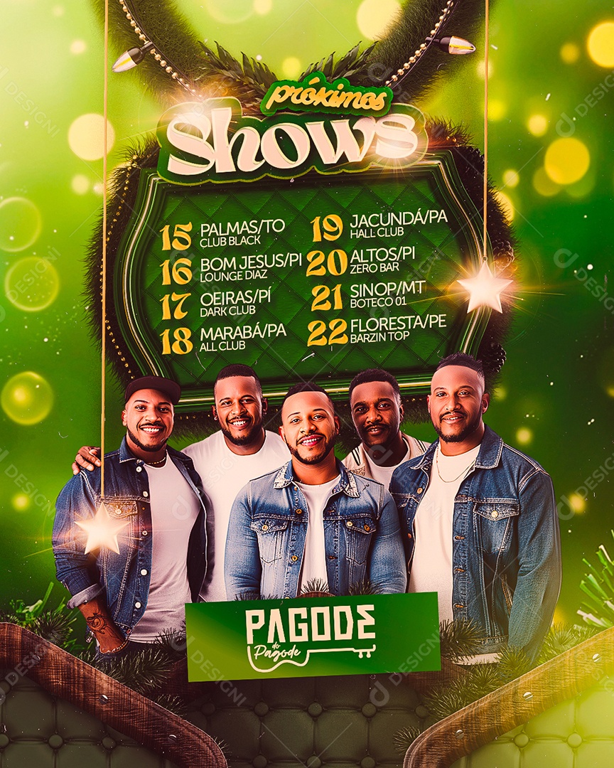 Flyer Próximos Shows para o Natal Pagode do Pagode Social Media PSD Editável