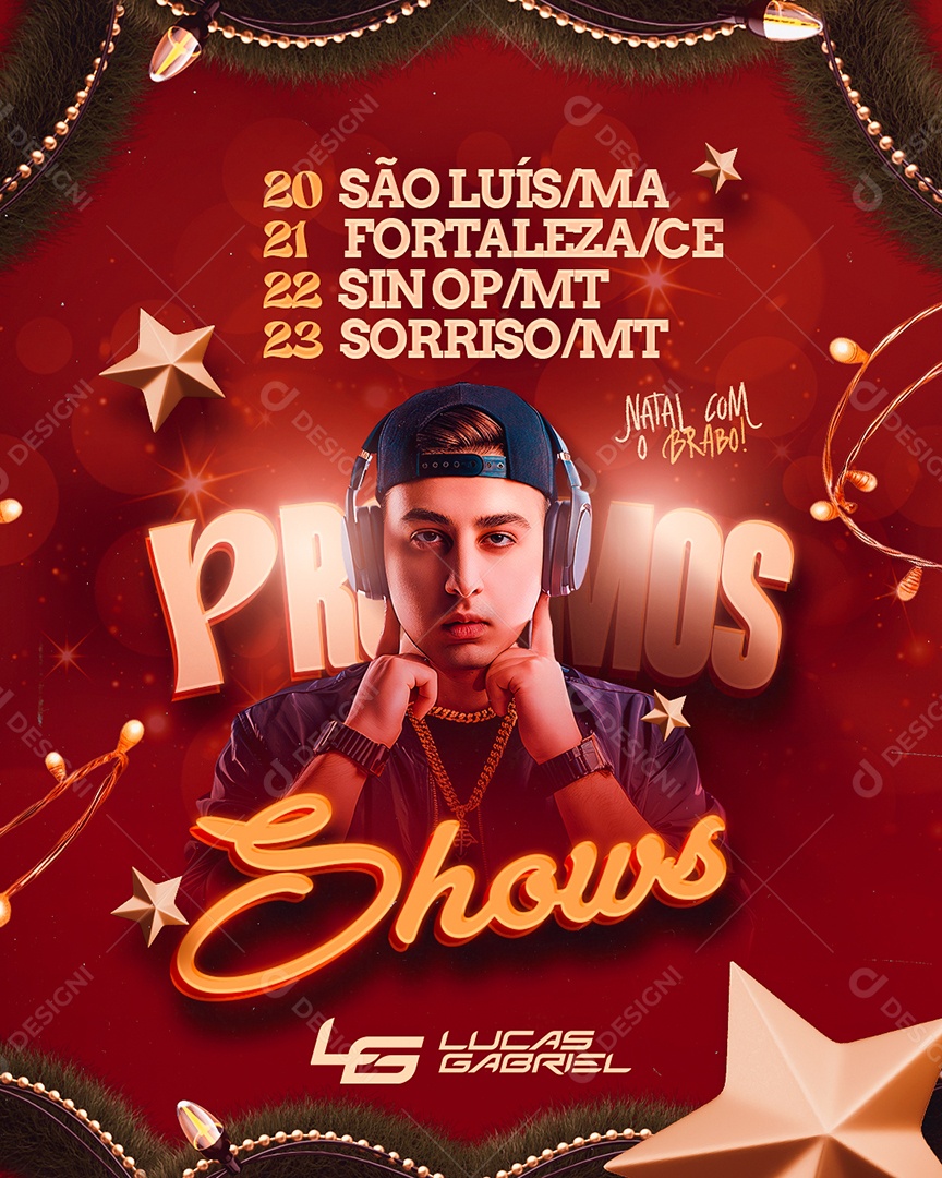 Flyer Próximos Shows Natal com o Brabo DJ Lucas Gabriel Social Media PSD Editável