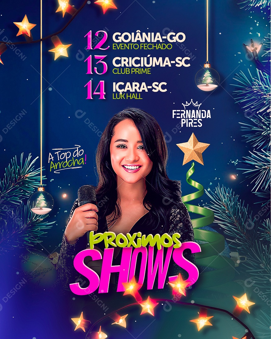Flyer Próximos Shows no Natal Fernanda Pires Social Media PSD Editável