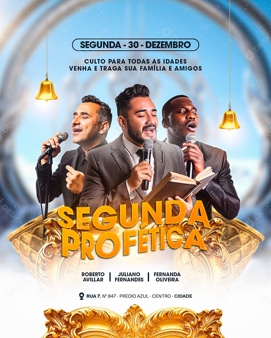 Flyer Gospel Segunda Profética Social Media PSD Editável