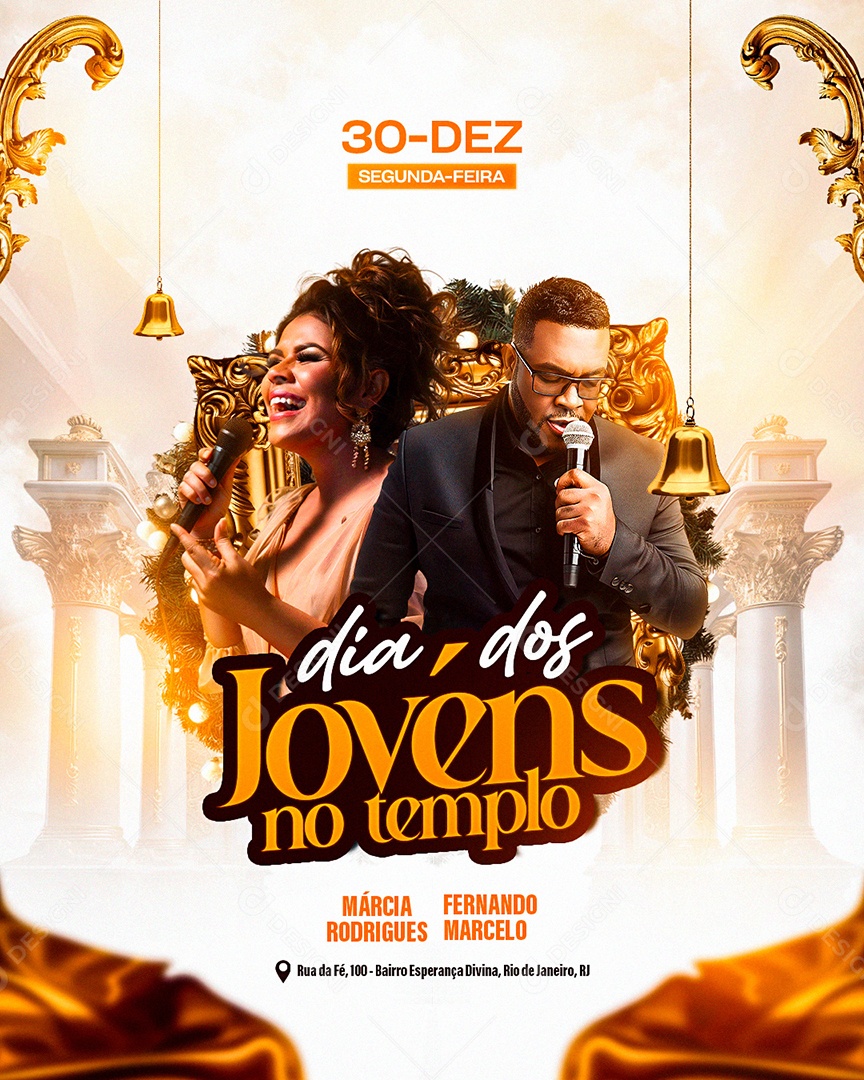 Flyer Gospel Dia dos Jovens no Tempo Social Media PSD Editável