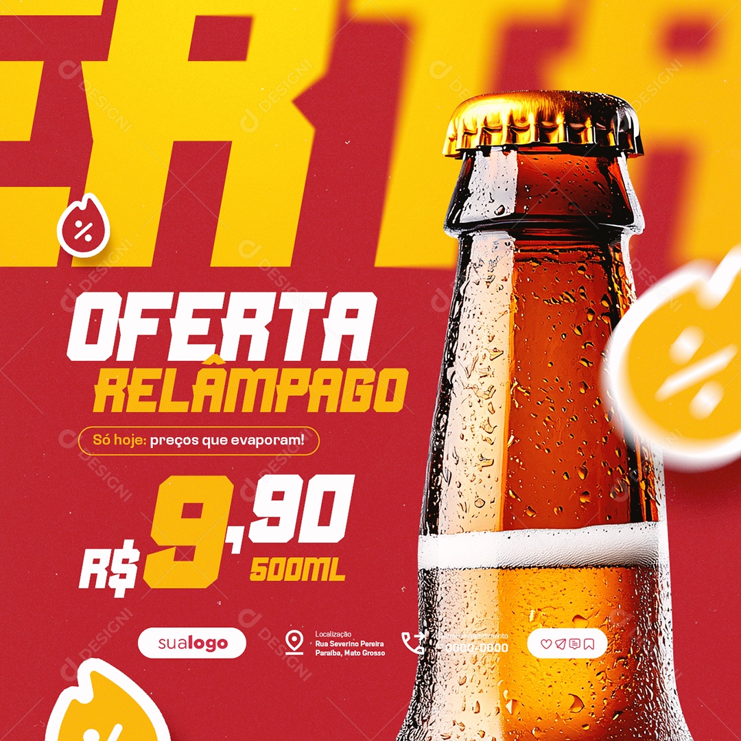 Cervejaria Oferta Relâmpago Social Media PSD Editável