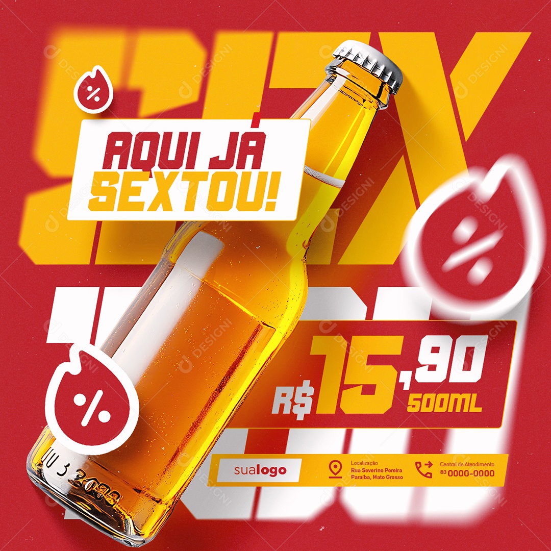 Cervejaria Aqui Já Sextou Social Media PSD Editável