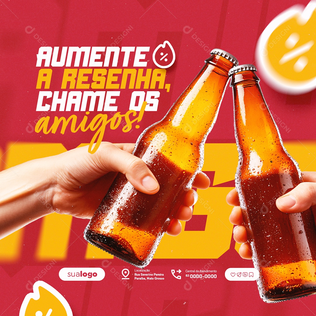 Cervejaria Aumente a Resenha Chame os Amigos Social Media PSD Editável