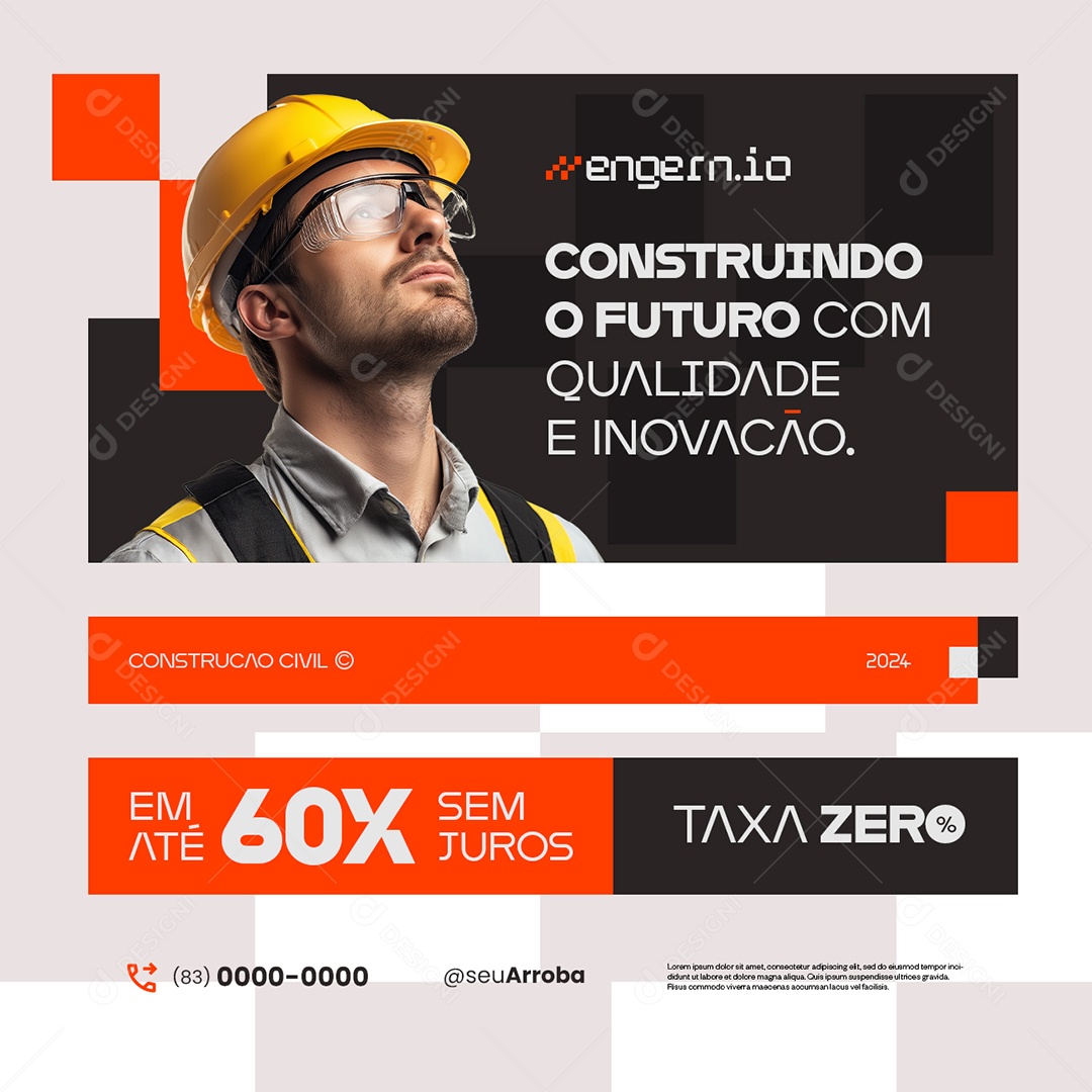 Engenharia Civil Construindo o Futuro com Qualidade Social Media PSD Editável