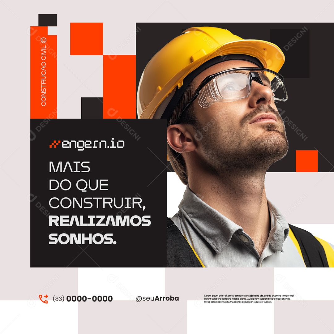 Engenharia Civil Mais do Que Construir Social Media PSD Editável