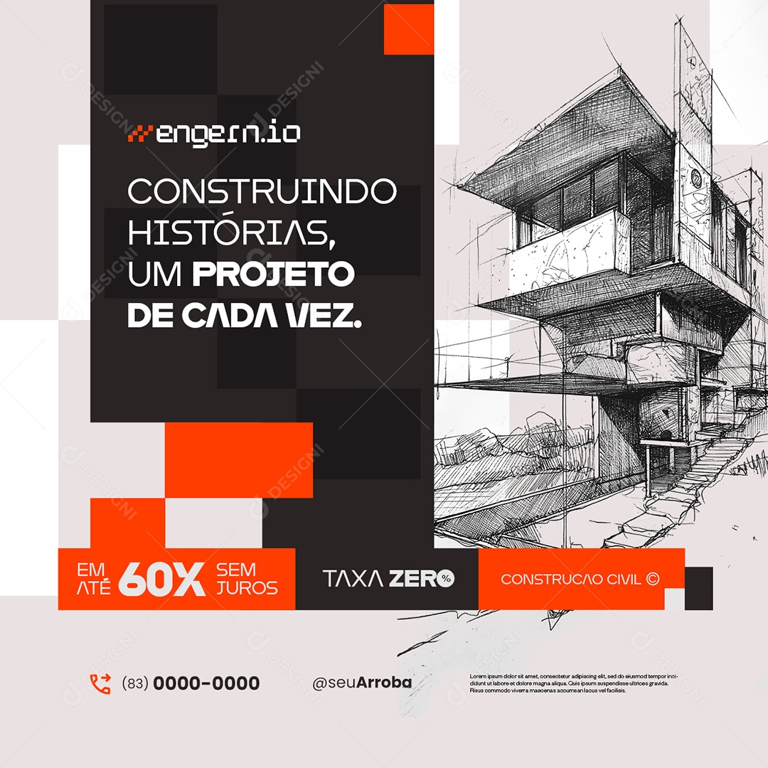 Engenharia Civil Construindo Histórias Social Media PSD Editável