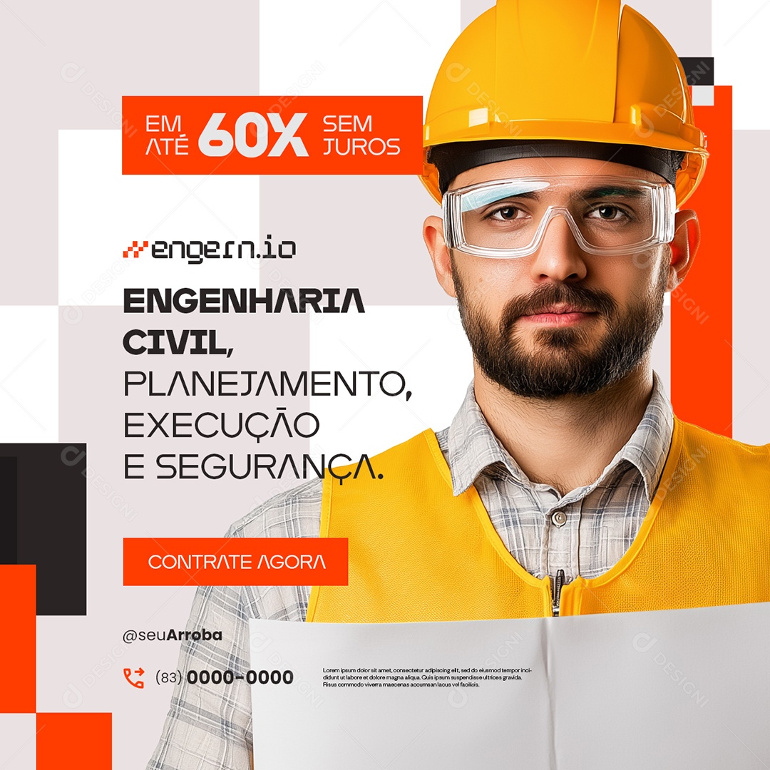 Engenharia Civil Planejamento Execução e Segurança Social Media PSD Editável