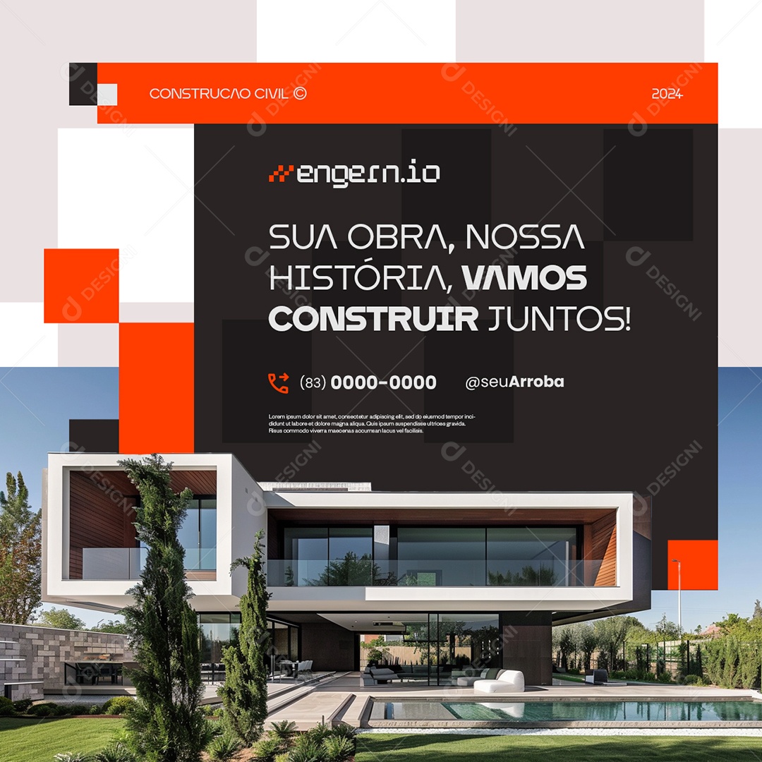 Engenharia Civil Sua Obra nossa História Social Media PSD Editável
